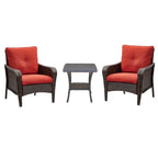 3 Piece Outdoor Wicker Bistro Chat Set with Cushion