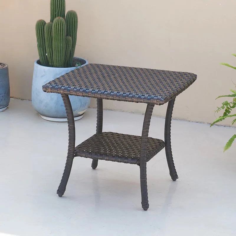 3 Piece Outdoor Wicker Bistro Chat Set with Cushion