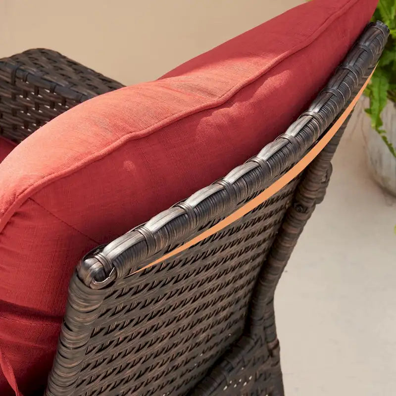 3 Piece Outdoor Wicker Bistro Chat Set with Cushion