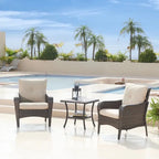 3 Piece Outdoor Wicker Bistro Chat Set with Cushion