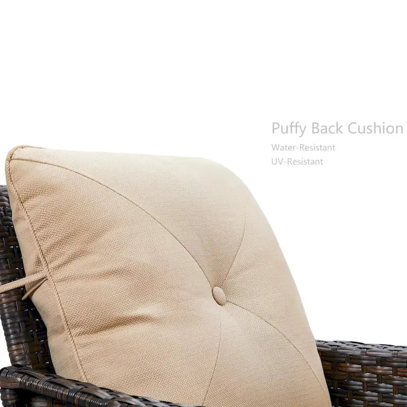 3 Piece Outdoor Wicker Bistro Chat Set with Cushion