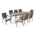 Fowler Outdoor 8 Seater Wood and Wicker Dining Set by Christopher Knight Home
