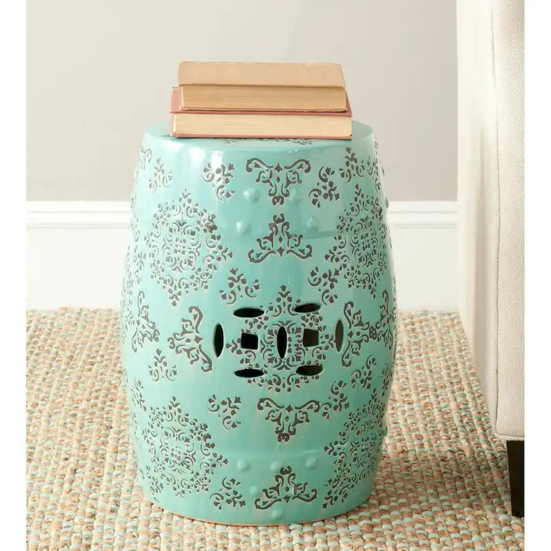 SAFAVIEH Paradise Samantha Pacific Light Blue Ceramic Decorative Garden Stool