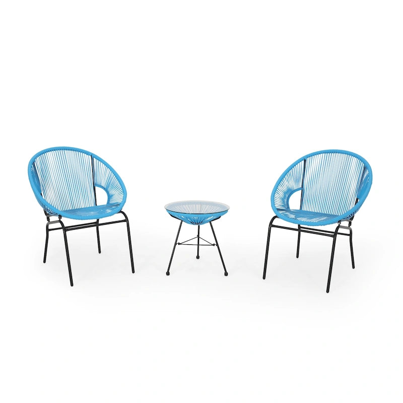 Nusa Outdoor Modern 2 Seater Faux Rattan Chat Set by Christopher Knight Home