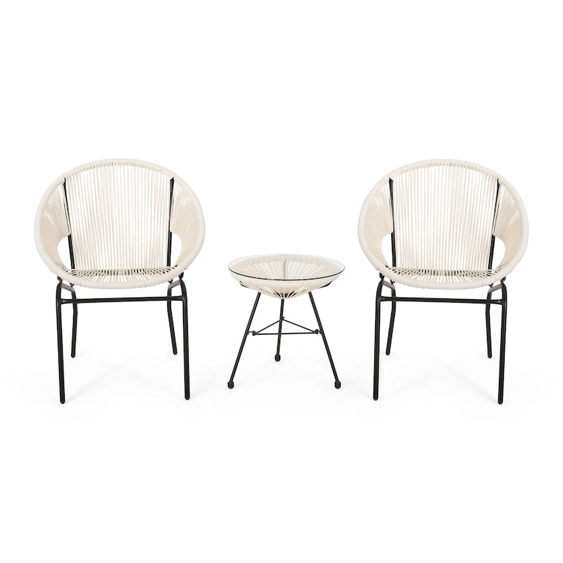 Nusa Outdoor Modern 2 Seater Faux Rattan Chat Set by Christopher Knight Home