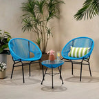 Nusa Outdoor Modern 2 Seater Faux Rattan Chat Set by Christopher Knight Home