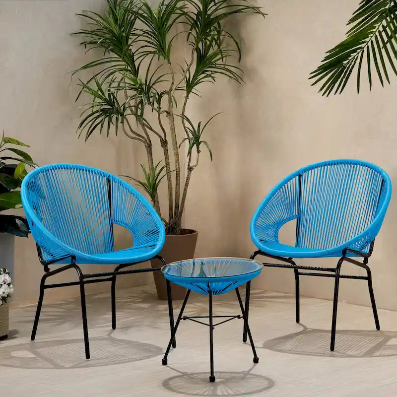 Nusa Outdoor Modern 2 Seater Faux Rattan Chat Set by Christopher Knight Home