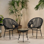 Nusa Outdoor Modern 2 Seater Faux Rattan Chat Set by Christopher Knight Home