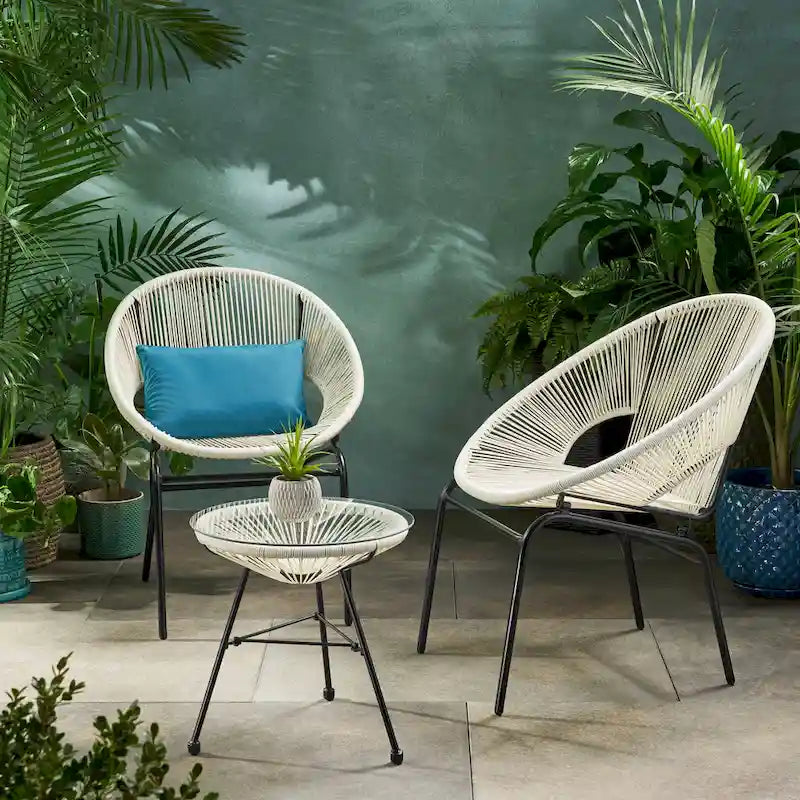 Nusa Outdoor Modern 2 Seater Faux Rattan Chat Set by Christopher Knight Home