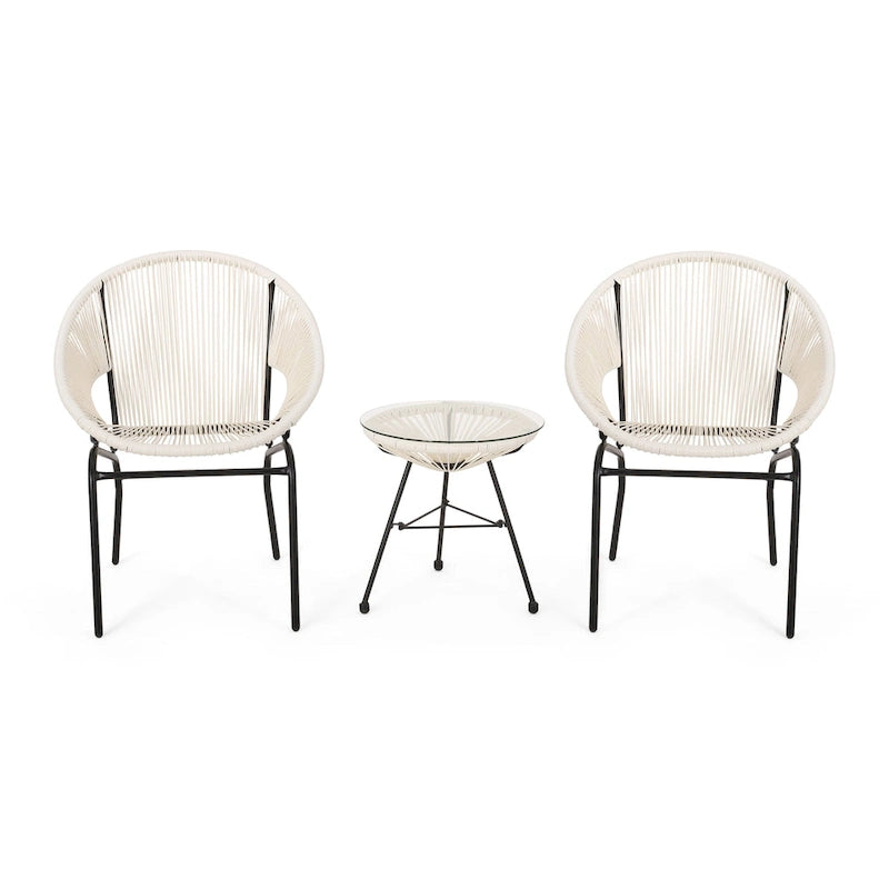 Nusa Outdoor Modern 2 Seater Faux Rattan Chat Set by Christopher Knight Home