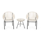 Nusa Outdoor Modern 2 Seater Faux Rattan Chat Set by Christopher Knight Home