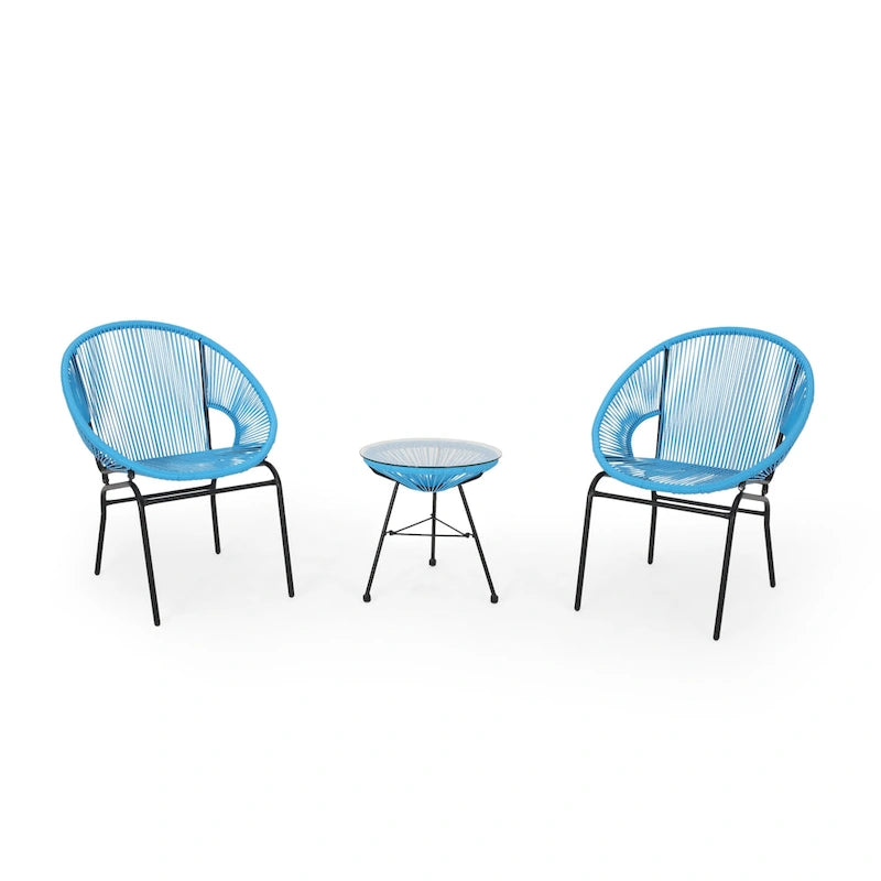 Nusa Outdoor Modern 2 Seater Faux Rattan Chat Set by Christopher Knight Home