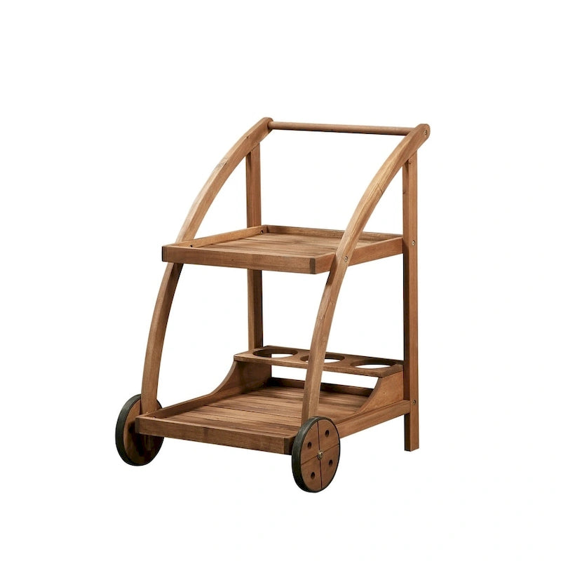 Valencia Teak Finish Acacia Wood Bar Cart