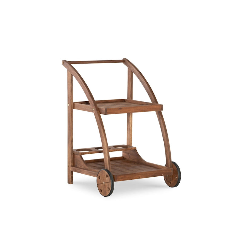 Valencia Teak Finish Acacia Wood Bar Cart