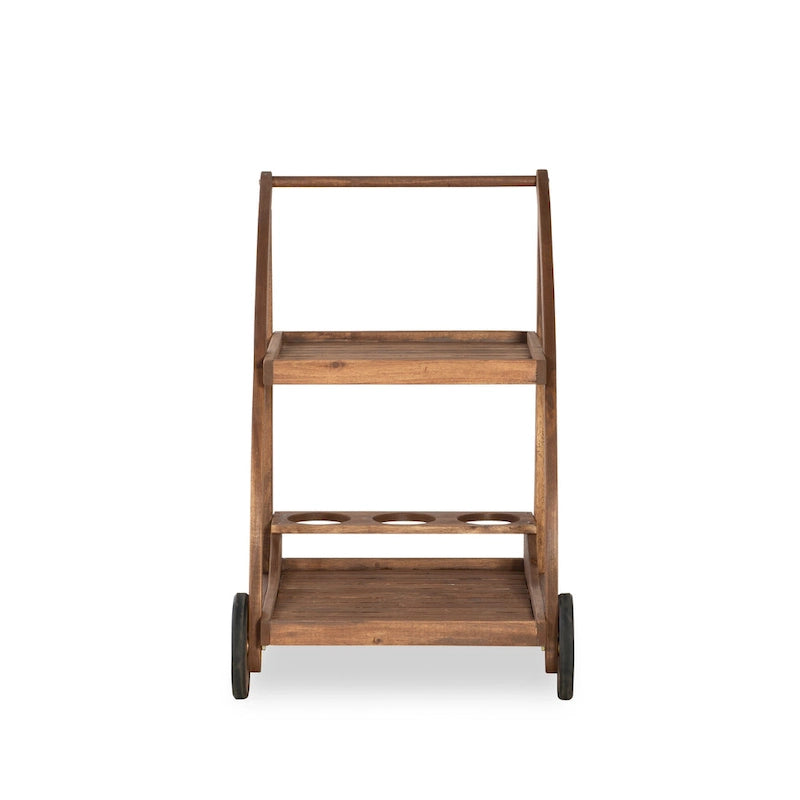 Valencia Teak Finish Acacia Wood Bar Cart