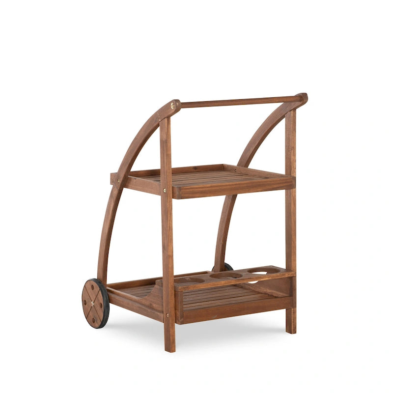 Valencia Teak Finish Acacia Wood Bar Cart