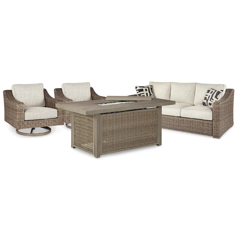 Signature Design by Ashley Beachcroft Brown/Beige 4-Piece Outdoor Seating Package - 83W x 37D x 36H
