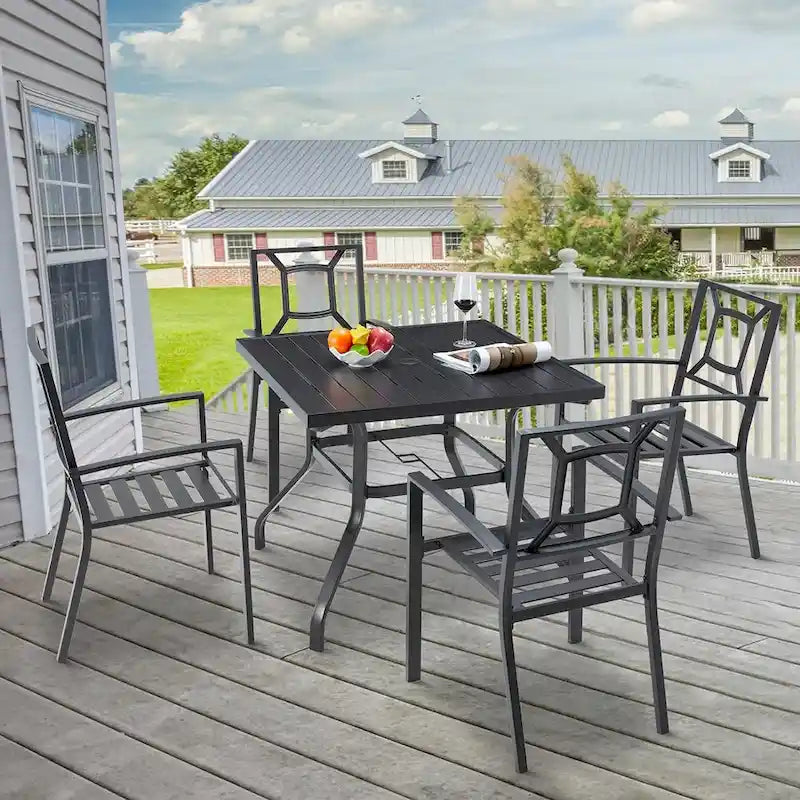 AECOJOY Outdoor Patio Dining Chairs, Stackable Arm Chairs(Set of 4)