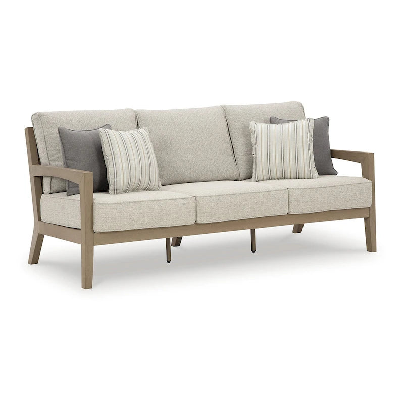 Signature Design by Ashley Hallow Creek Driftwood Outdoor Sofa with Cushion - 75.88 W x 36.5 D x 37 H