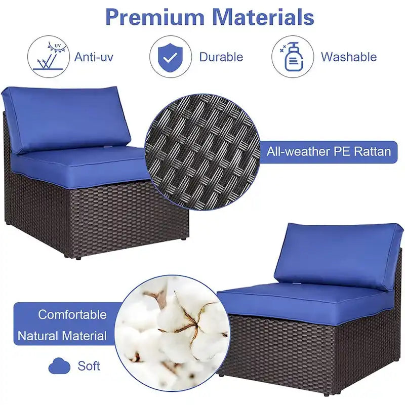 Kinsunny 5-Piece Outdoor Sectional Sofa, Patio Furniture Outdoor Conversation Set with Cushions, All-Weather Rattan Wicker Sofa