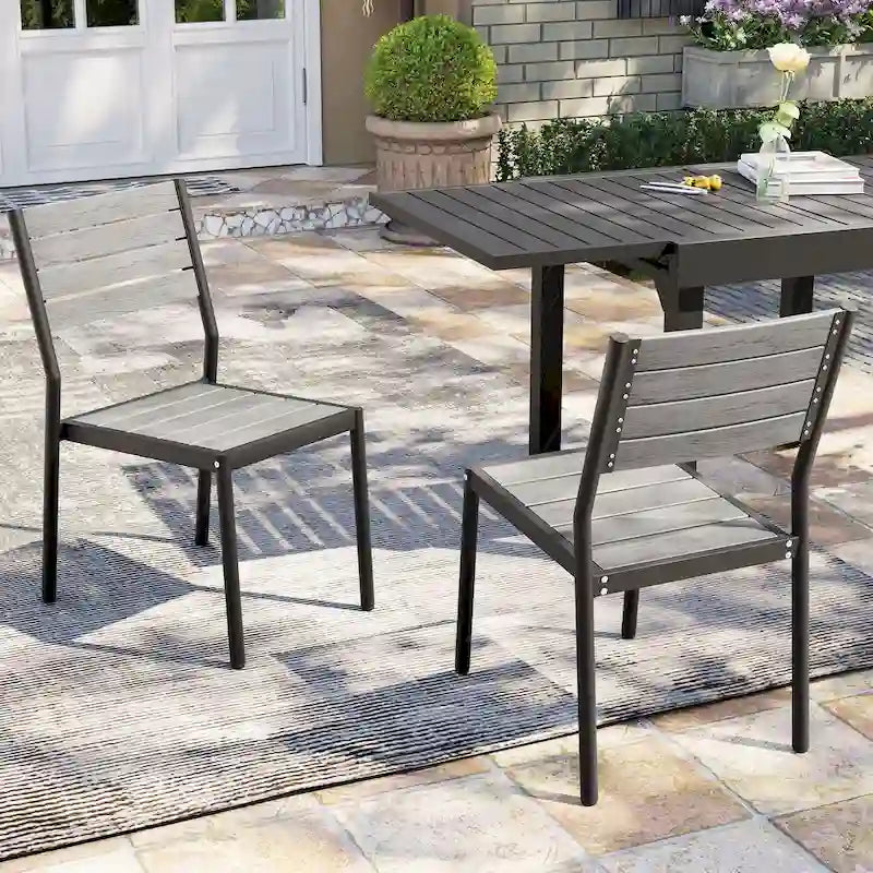 Pellebant Outdoor Patio Aluminum Stackable Dining Chairs - 19.4in D x 15.7in W x 33.9in H