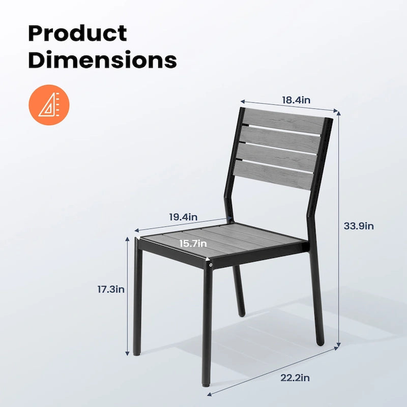 Pellebant Outdoor Patio Aluminum Stackable Dining Chairs - 19.4in D x 15.7in W x 33.9in H