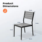 Pellebant Outdoor Patio Aluminum Stackable Dining Chairs - 19.4in D x 15.7in W x 33.9in H