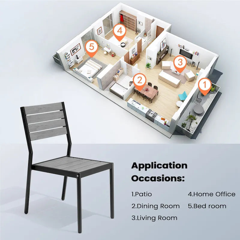 Pellebant Outdoor Patio Aluminum Stackable Dining Chairs - 19.4in D x 15.7in W x 33.9in H