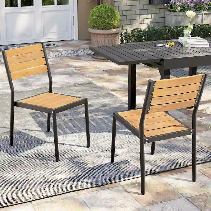 Pellebant Outdoor Patio Aluminum Stackable Dining Chairs - 19.4in D x 15.7in W x 33.9in H