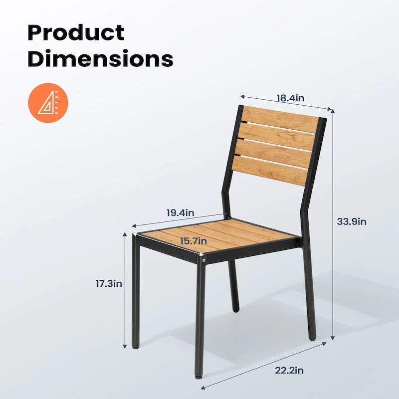 Pellebant Outdoor Patio Aluminum Stackable Dining Chairs - 19.4in D x 15.7in W x 33.9in H