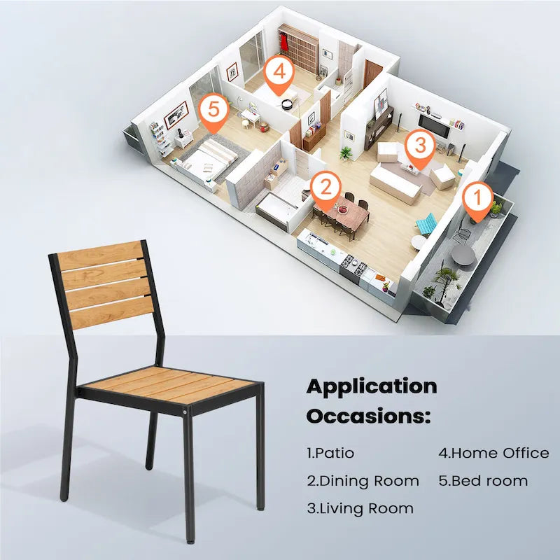 Pellebant Outdoor Patio Aluminum Stackable Dining Chairs - 19.4in D x 15.7in W x 33.9in H