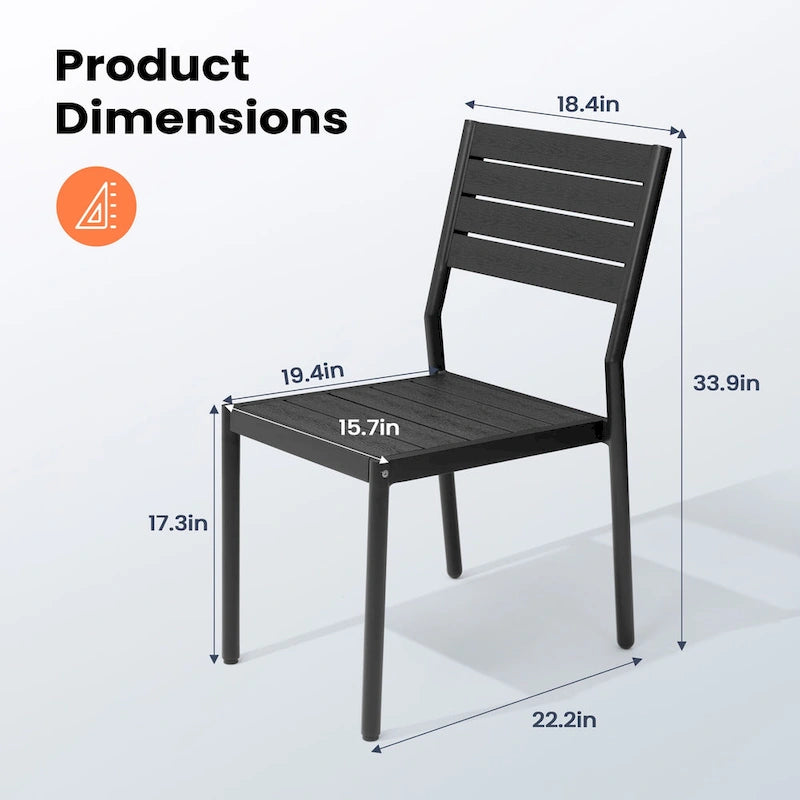 Pellebant Outdoor Patio Aluminum Stackable Dining Chairs - 19.4in D x 15.7in W x 33.9in H