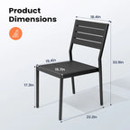 Pellebant Outdoor Patio Aluminum Stackable Dining Chairs - 19.4in D x 15.7in W x 33.9in H