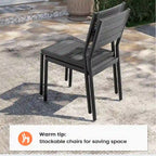 Pellebant Outdoor Patio Aluminum Stackable Dining Chairs - 19.4in D x 15.7in W x 33.9in H