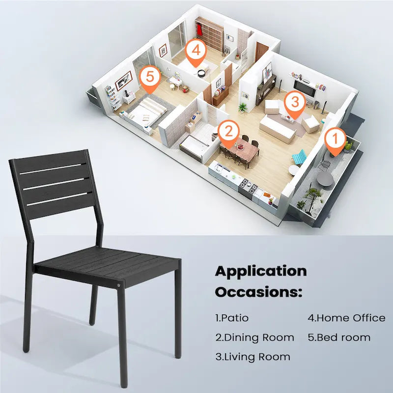 Pellebant Outdoor Patio Aluminum Stackable Dining Chairs - 19.4in D x 15.7in W x 33.9in H