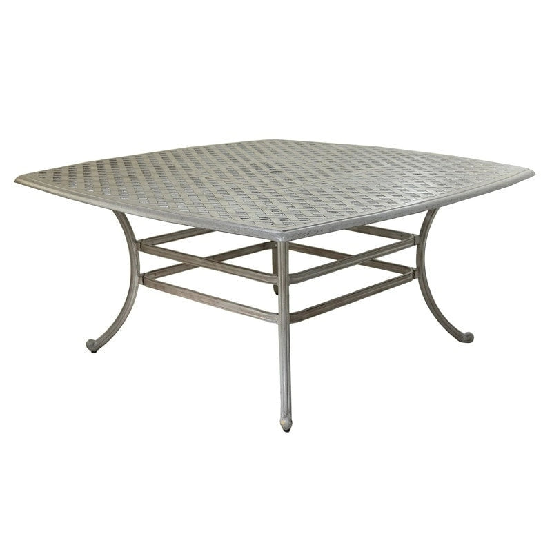 South Ponto Aluminum 64-inch Square Lattice-patterned Dining Table