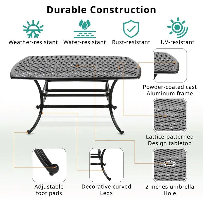 South Ponto Aluminum 64-inch Square Lattice-patterned Dining Table