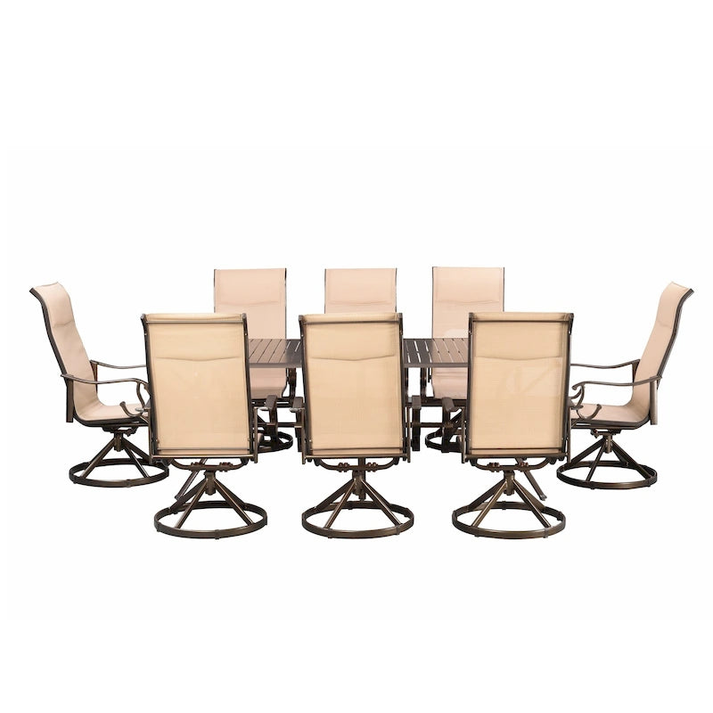 Westin 9pc Aluminum & Padded Sling Swivel Dining Set