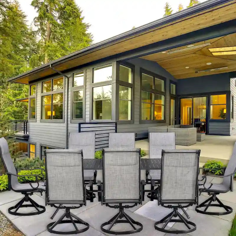 Westin 9pc Aluminum & Padded Sling Swivel Dining Set