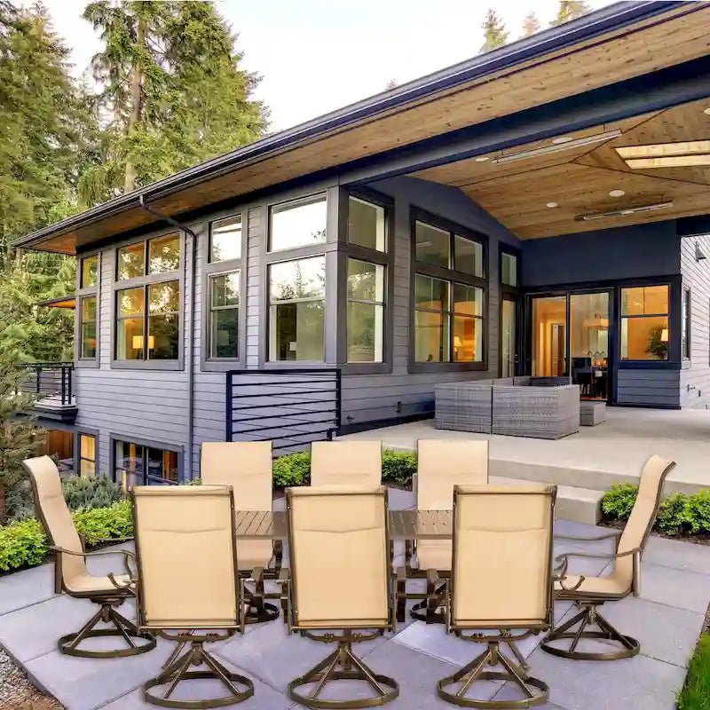 Westin 9pc Aluminum & Padded Sling Swivel Dining Set