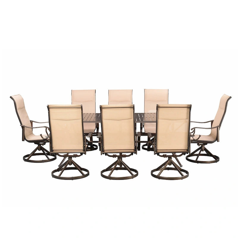 Westin 9pc Aluminum & Padded Sling Swivel Dining Set