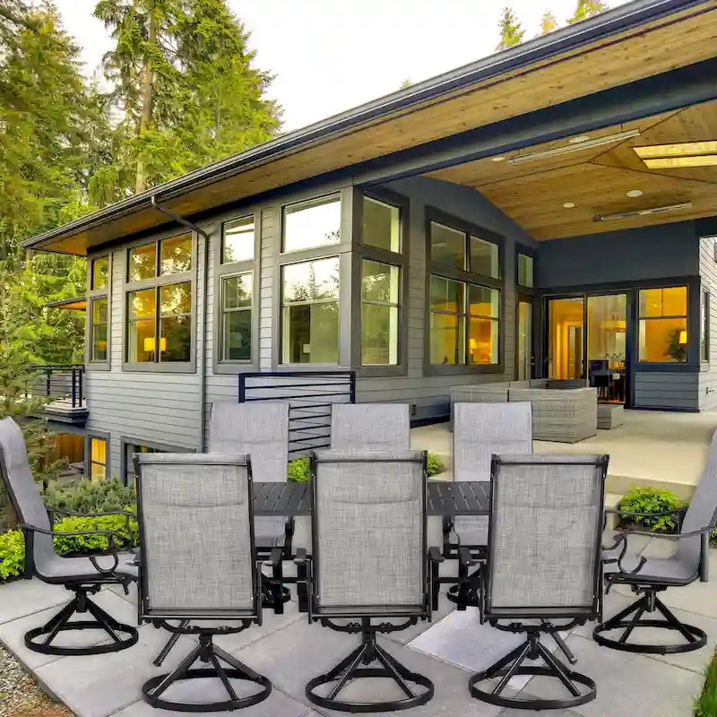 Westin 9pc Aluminum & Padded Sling Swivel Dining Set