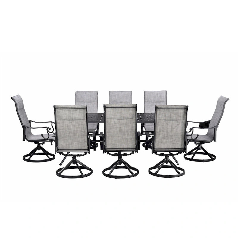 Westin 9pc Aluminum & Padded Sling Swivel Dining Set