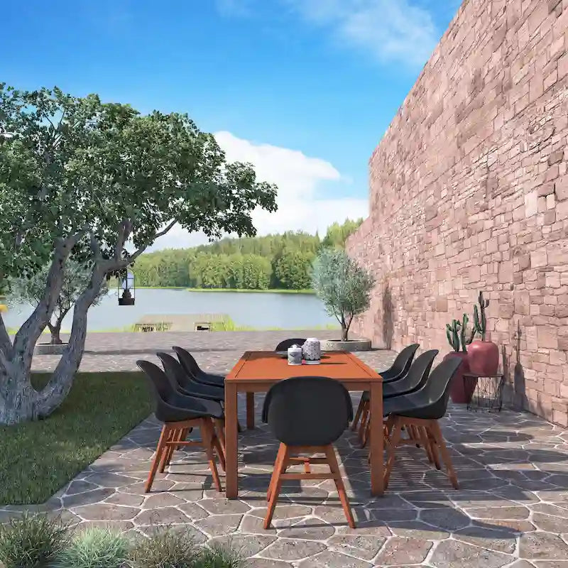 Amazonia Hawaii 9 piece FSC Certified Wood Outdoor Patio Dining Set - 9pc