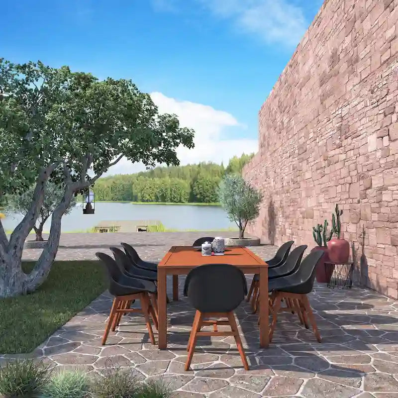 Amazonia Hawaii 9 piece FSC Certified Wood Outdoor Patio Dining Set - 9pc