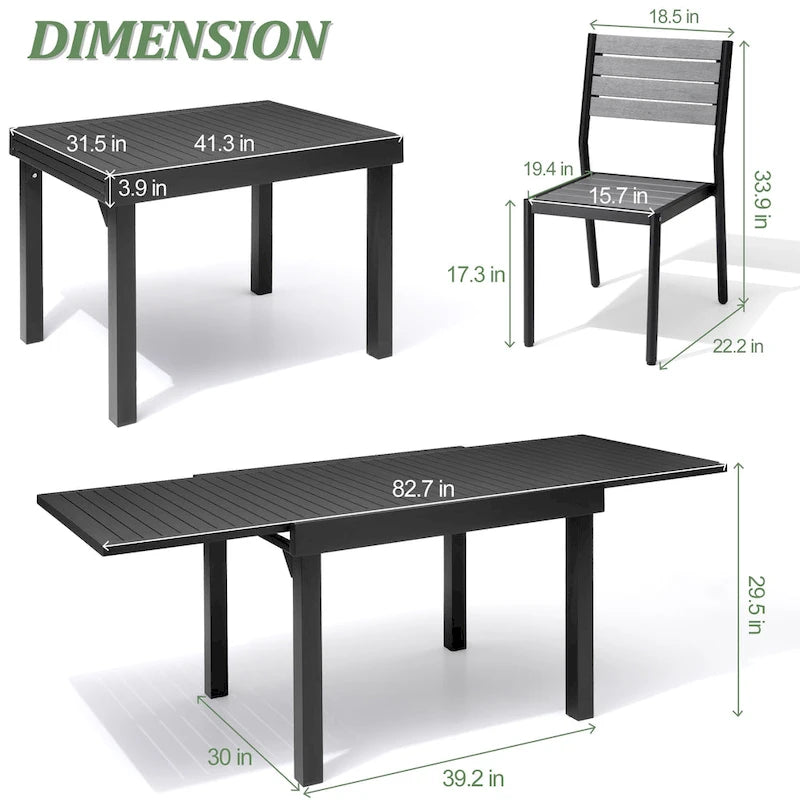 Pellebant 5/7/9 Pieces Patio Dining Set with Expandable Outdoor Dining Table and Chairs