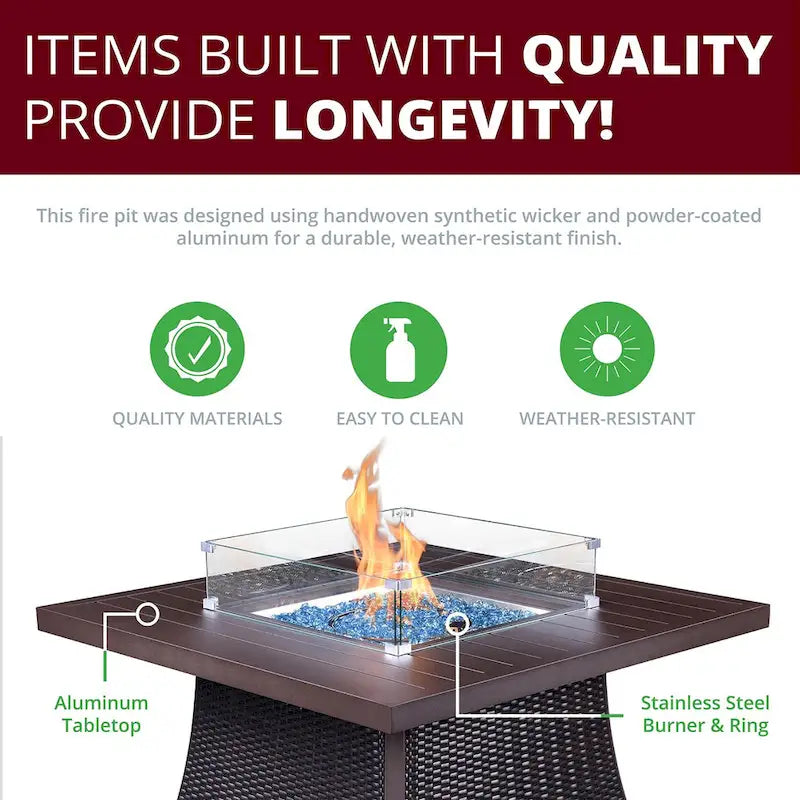 Kinger Home URI Rattan 5-Piece Patio Furniture Set - 42-Inch