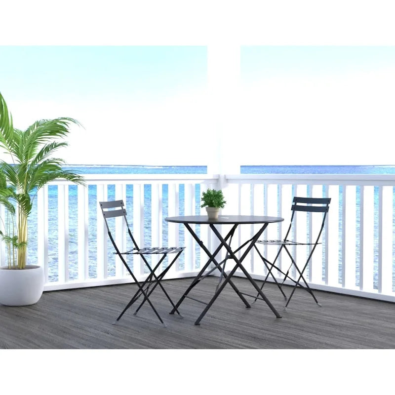 Folding Metal Bistro Chair, Set of 2