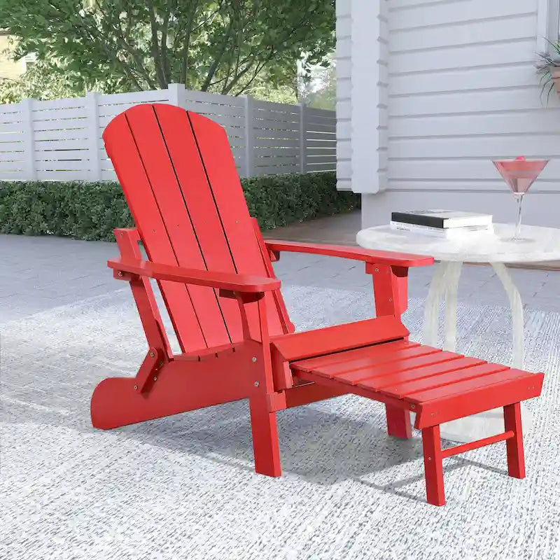 Seaton Folding Poly Adirondack Chair with Pull-out Ottoman