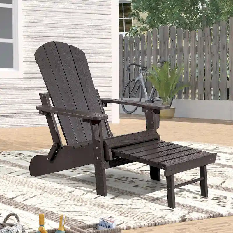 Seaton Folding Poly Adirondack Chair with Pull-out Ottoman